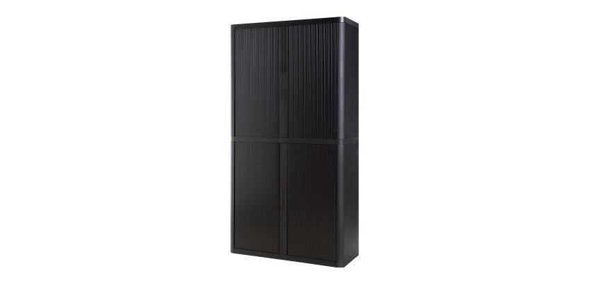 Paperflow Tambour Cupboard Lockable with 4 Shelves Steel & Polystyrene EasyOffice 1100 x 415 x 2040mm Black