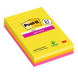 Post-it Super Sticky Arcobaleno a righe 101 x 152 mm Confezione convenienza 2+1 unità da 75 fogli