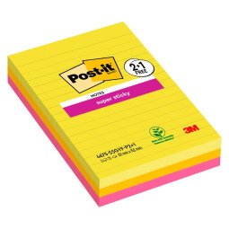 Post-it Super Sticky Arcobaleno a righe 101 x 152 mm Confezione convenienza 2+1 unità da 75 fogli