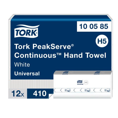 Essuie-mains pliage enchevêtré Tork H5 PeakServe® Continus™ blancs Universal - colis de 4920