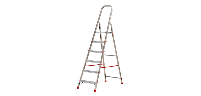 Scala a forbice Gierre Scalamia AL160 per uso domestico in alluminio, 6 gradini