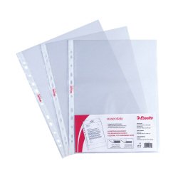 Buste a perforazione Universale Esselte Essentials 22 x 30 cm trasparente polipropilene finitura goffrata a buccia d'arancia spessore leggerissimo 100 unità