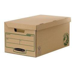 Scatola con coperchio ribaltabile Fellowes Bankers Earth Series 100% cartone riciclato 39 (l) x 56 (p) x 29,3 (h) cm Marrone 10 unità