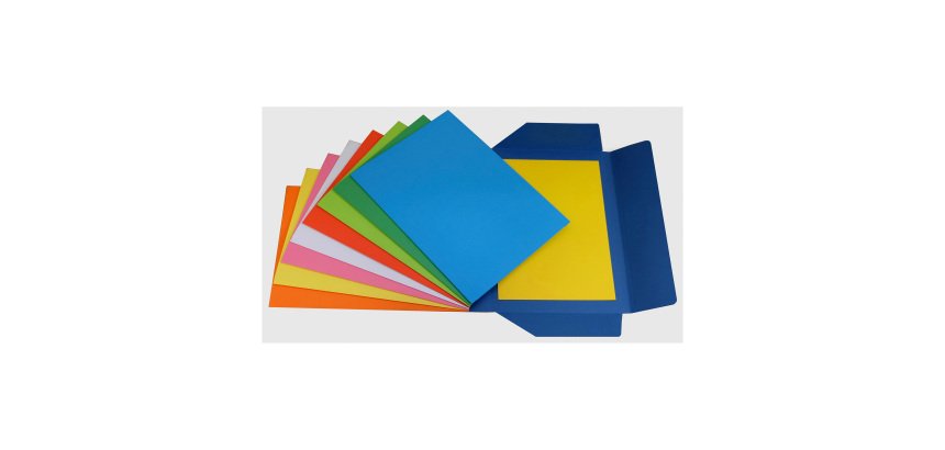 Cartelline Bruneau a tre lembi in cartoncino bristol 25 x 34,5 cm senza stampa assortiti 25 unità