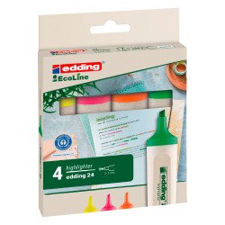 Evidenziatore edding Ecoline 24 giallo, rosa, arancione e verde 4 pezzi