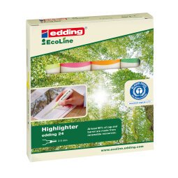 Evidenziatore edding Ecoline 24 giallo, rosa, arancione e verde 4 pezzi