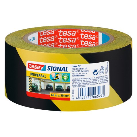 tesapack Signal Warning Tape 50 mm x 66 m Black - Yellow