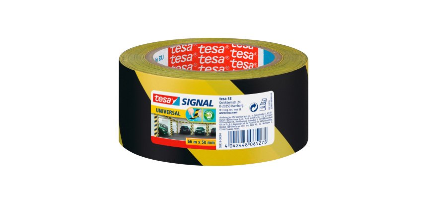 Nastro segnaletico tesa® Signal Universale giallo/nero, 50 mm x 66 m