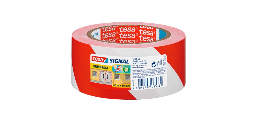 tesapack Signal Warning Tape 50 mm x 66 m Red - White