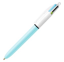 Penna a sfera a scatto BIC 4 Colori Fun, inchiostri rosa viola turchese verde lime, 1mm