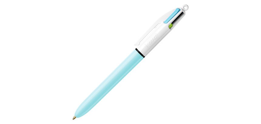 Penna a sfera a scatto BIC 4 Colori Fun, inchiostri rosa viola turchese verde lime, 1mm