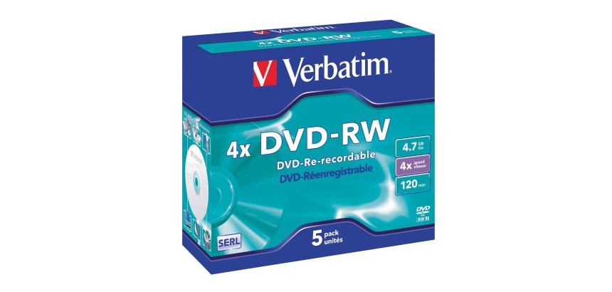 Verbatim DVD+RW 16X 4.7GB jewel case (5 pack)