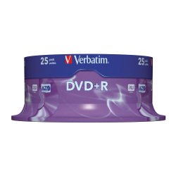 Verbatim DVD+R 16x 4.7 GB Matt Silver Pack of 25