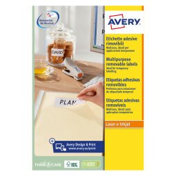 Etichette adesive Avery in carta bianca 45,7 x 21,2mm, 48 etichette per foglio, adesivo rimovibile, laser e inkjet, 25 fogli