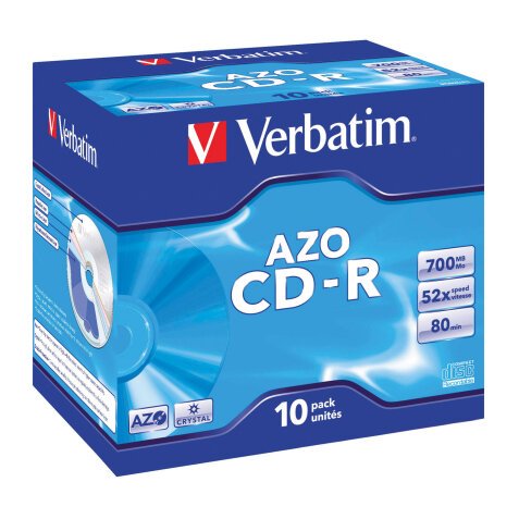 Verbatim CD-R AZO Wide Inkjet Printable 700MB Pack of 10