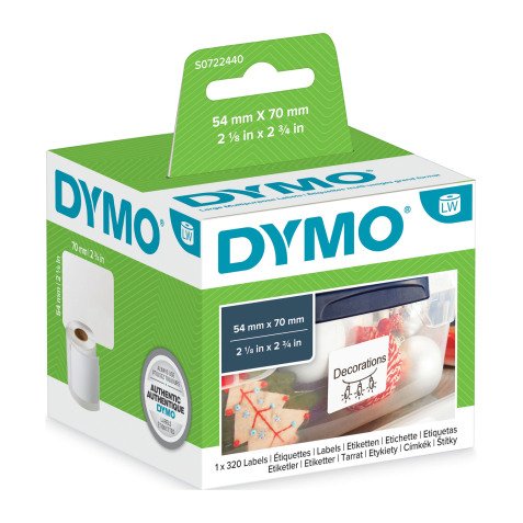 Dymo LW S0722440 / 99015 Authentic Multipurpose/Diskette Labels White 54 x 70 mm 320 Labels