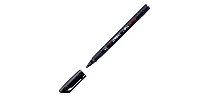 STABILO Film writer OHPen universal permanent, 10 Pack Fiber tip Black Pack 10