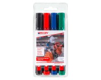 Marcatori permanenti edding 300 punta tonda nero, blu, rosso, verde 4 pezzi