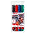 Marcatori permanenti edding 300 punta tonda nero, blu, rosso, verde 4 pezzi