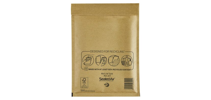 Mail Lite Padded Envelopes D/1 180 (W) x 260 (H) mm Peel and Seal Gold Pack of 100