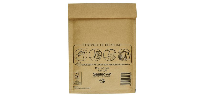 Buste imbottite Sealed Air C/0 - 15 x 21 cm - 79 g/m² avana senza finestra chiusura autoadesiva - 100 unità