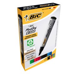 BIC Permanent Marker 2300 Chisel Assorted Pack 4