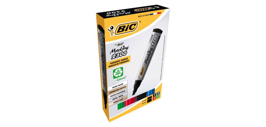 BIC Permanent Marker 2300 Chisel Assorted Pack 4