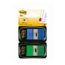 Segnapagina Post-it 680 Verde, blu senza rigatura non perforato 25,4 x 43,2 mm 2,54 x 4,32 cm 80 g/m² 2 unità da 50 segnapagina