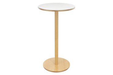 Paperflow Circular Woody Bar Table with White Veneered MDF Top 600 x 600 x 1100 mm