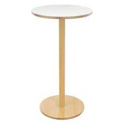 Paperflow Circular Woody Bar Table with White Veneered MDF Top 600 x 600 x 1100 mm