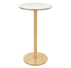 Paperflow Circular Woody Bar Table with White Veneered MDF Top 600 x 600 x 1100 mm