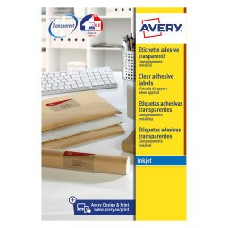 Avery J8560-25 Address Labels Self Adhesive 63.5 x 38.1 mm Clear 25 Sheets of 21 Labels