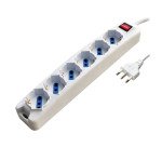 Multipresa con interruttore, 6 prese 10/16A bipasso/schuko