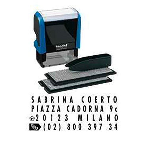 Timbro Trodat Printy 4913 TYPO max 5 righe 58 x 22 mm colore blu, colore di stampa nero