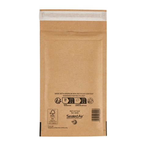 Mail Lite Padded Envelopes B/00 120 (W) x 210 (H) mm Peel and Seal Gold Pack of 100