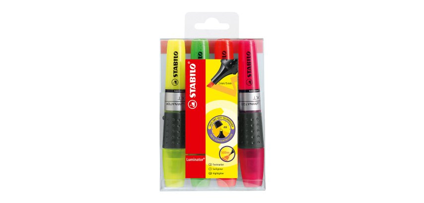 STABILO LUMINATOR 71/3 Highlighter Assorted Medium Chisel 2-5 mm Pack of 4