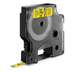 Dymo D1 S0720790 / 43618 Authentic Label Tape Self Adhesive Black Print on Yellow 6 mm x 7m