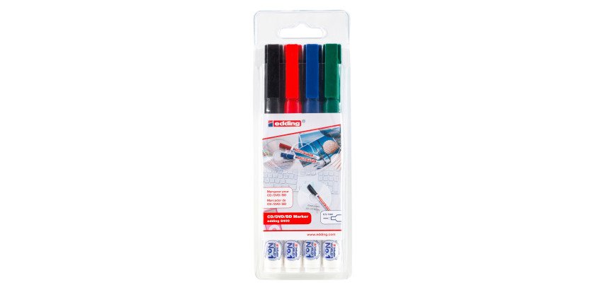 edding 8400 CD Marker Fine Round Assorted Pack of 4