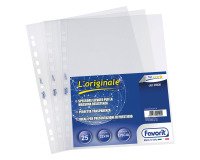 Buste a perforazione Universale Favorit L'Originale 22 x 30 cm polipropilene trasparente finitura liscia lucida spessore altissimo 25 unità