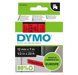 DYMO S0720570 Nastro Standard D1, 12 mm x 7 m, Nero su Rosso