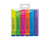 Evidenziatori Tratto VIDEO a scalpello assortiti 6 pezzi
