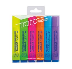 Evidenziatori Tratto VIDEO a scalpello assortiti 6 pezzi