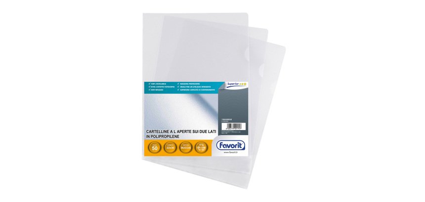 Buste FAVORIT Office a ''L'' A4 Trasparente polipropilene 105 µ 50 unità