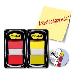 Segnapagina Post-it 680 Rosso, giallo senza rigatura 25,4 x 43,2 mm 2,54 x 4,32 cm 2 unità da 50 strappi