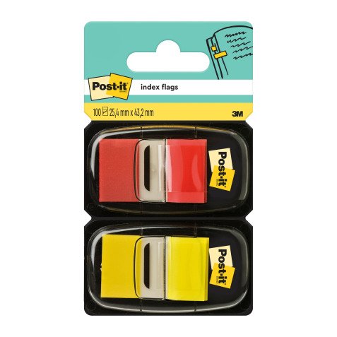 Segnapagina Post-it 680 Rosso, giallo senza rigatura 25,4 x 43,2 mm 2,54 x 4,32 cm 2 unità da 50 strappi