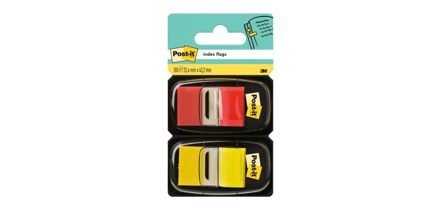 Segnapagina Post-it 680 Rosso, giallo senza rigatura 25,4 x 43,2 mm 2,54 x 4,32 cm 2 unità da 50 strappi