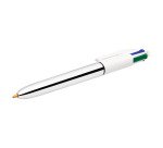 Penna a sfera  a scatto BIC 4 Colori Shine Silver fusto metallizzato argento, 1mm