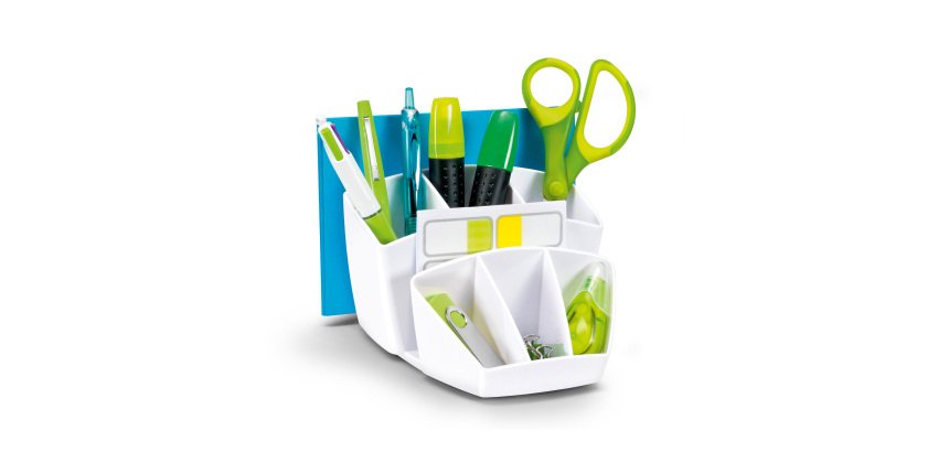 Desktop organizer CEP Gloss Bianco polistirene di alta qualità, riciclabile al 100% 14,3 x 15,8 x 9,3 cm