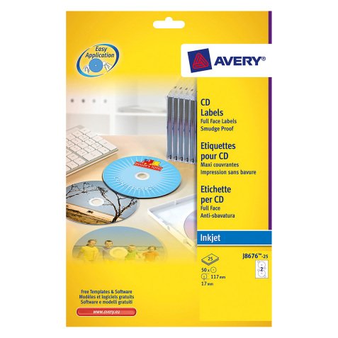 Avery CD Labels Quick DRY White 50 labels per pack