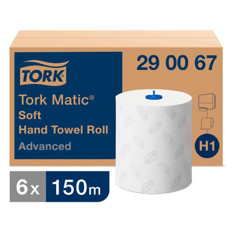 Asciugamani in carta Tork H1 Matic Advanced 2 Strati senza piega bianco 6 rotoli da 625 strappi